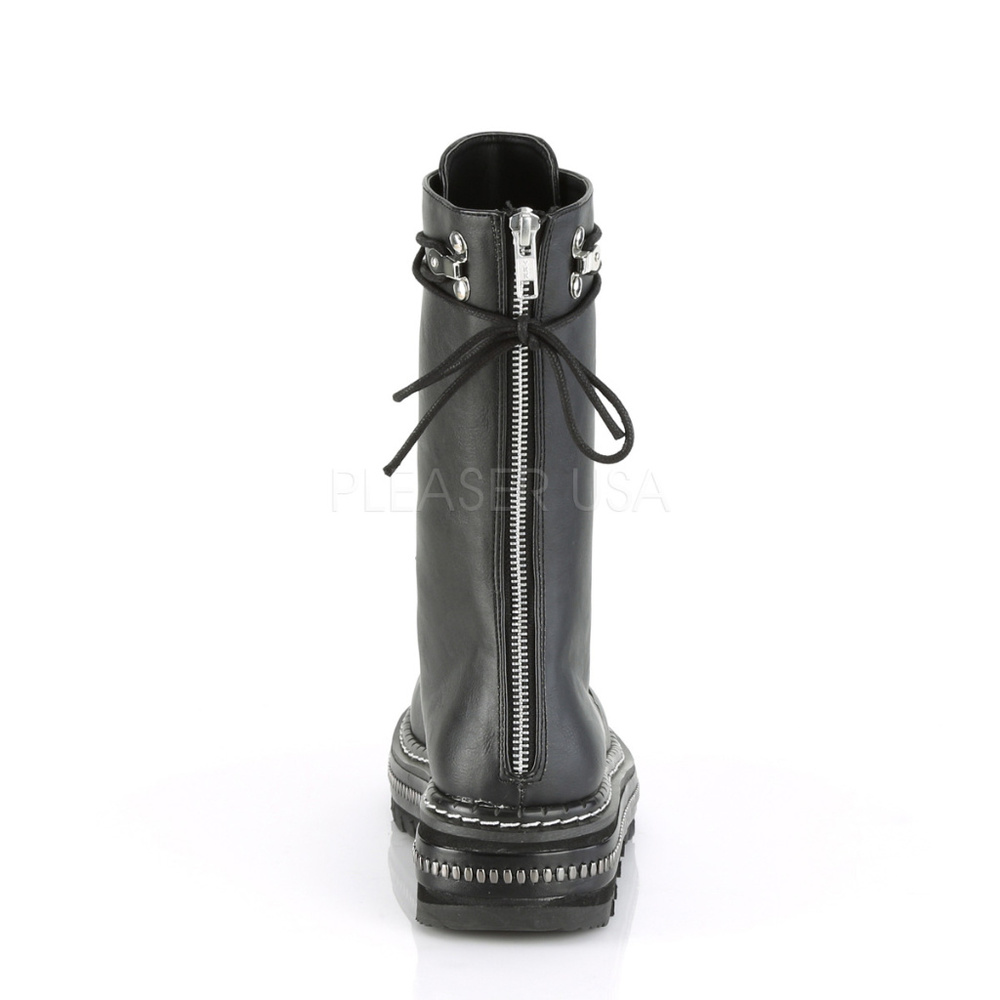 Gothic Zipper Platform Punk Lace Up Mid Calf Boots - Picture 4 of 13